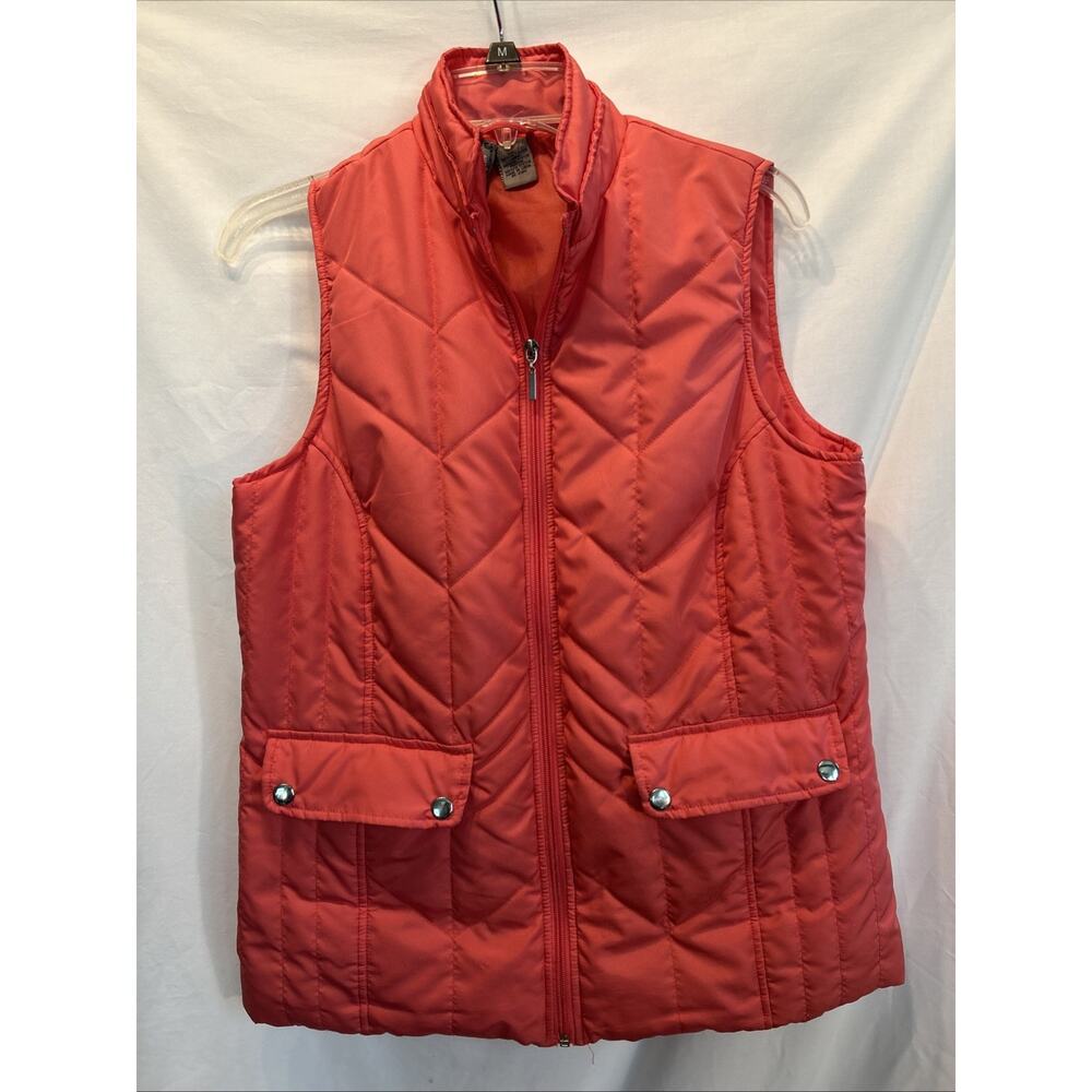 New Directions Womens M Weekend Quilted Coral Vest Athleisure Coastal